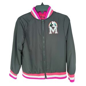 Disney Gray Minnie Mouse Unicorn Bomber Jacket Size M 7/8